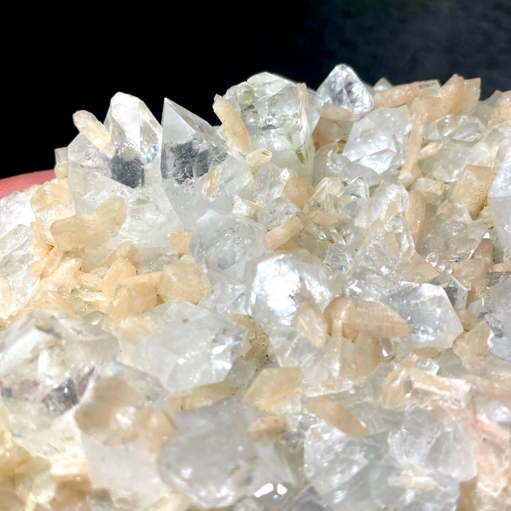 Crystal cluster- DIAMOND quartz cluster w/ stilibite 6”x3”x2”
